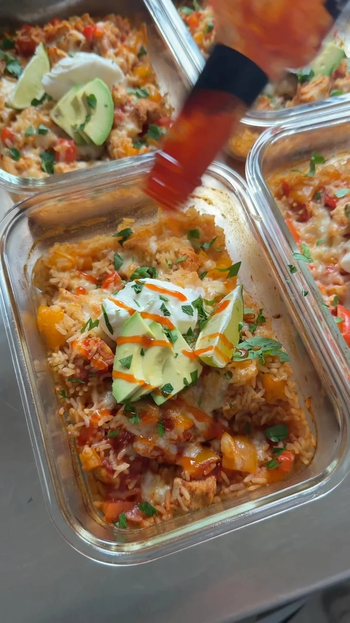 Fajita chicken rice bakes, made by Courtney