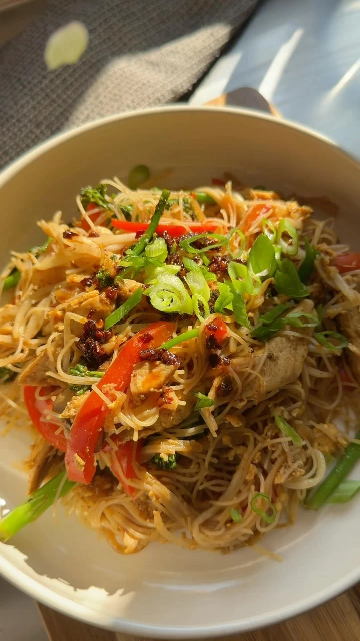 Chicken Singapore vermicelli, made by Courtney